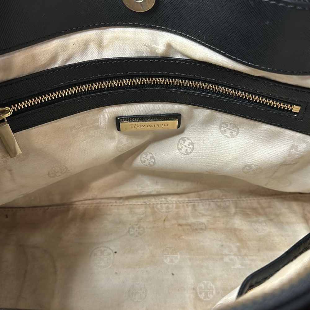 Tory Burch Robinson Double Zip Black Saffiano Leather Crossbody Handbag Purse - Picture 11 of 15